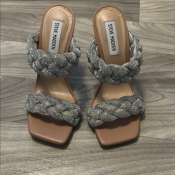 Steve Madden Shoes - Steve Madden Silver Tan Heels with Braided Design